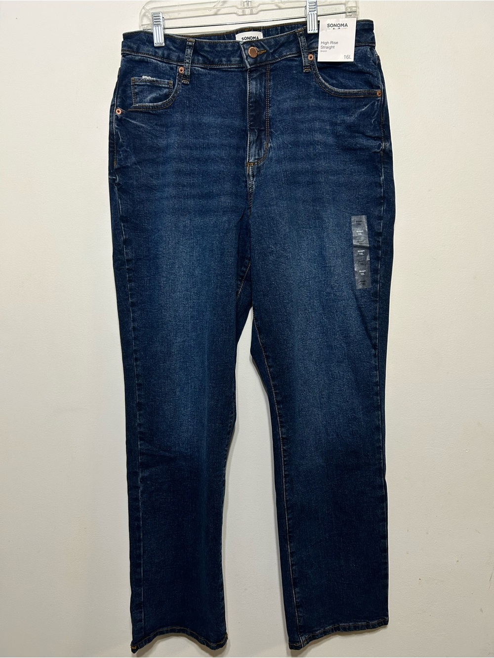 New! Sonoma Goods For Life High Rise Straight Leg Jeans Womens Size 16 Long - Picture 2 of 6